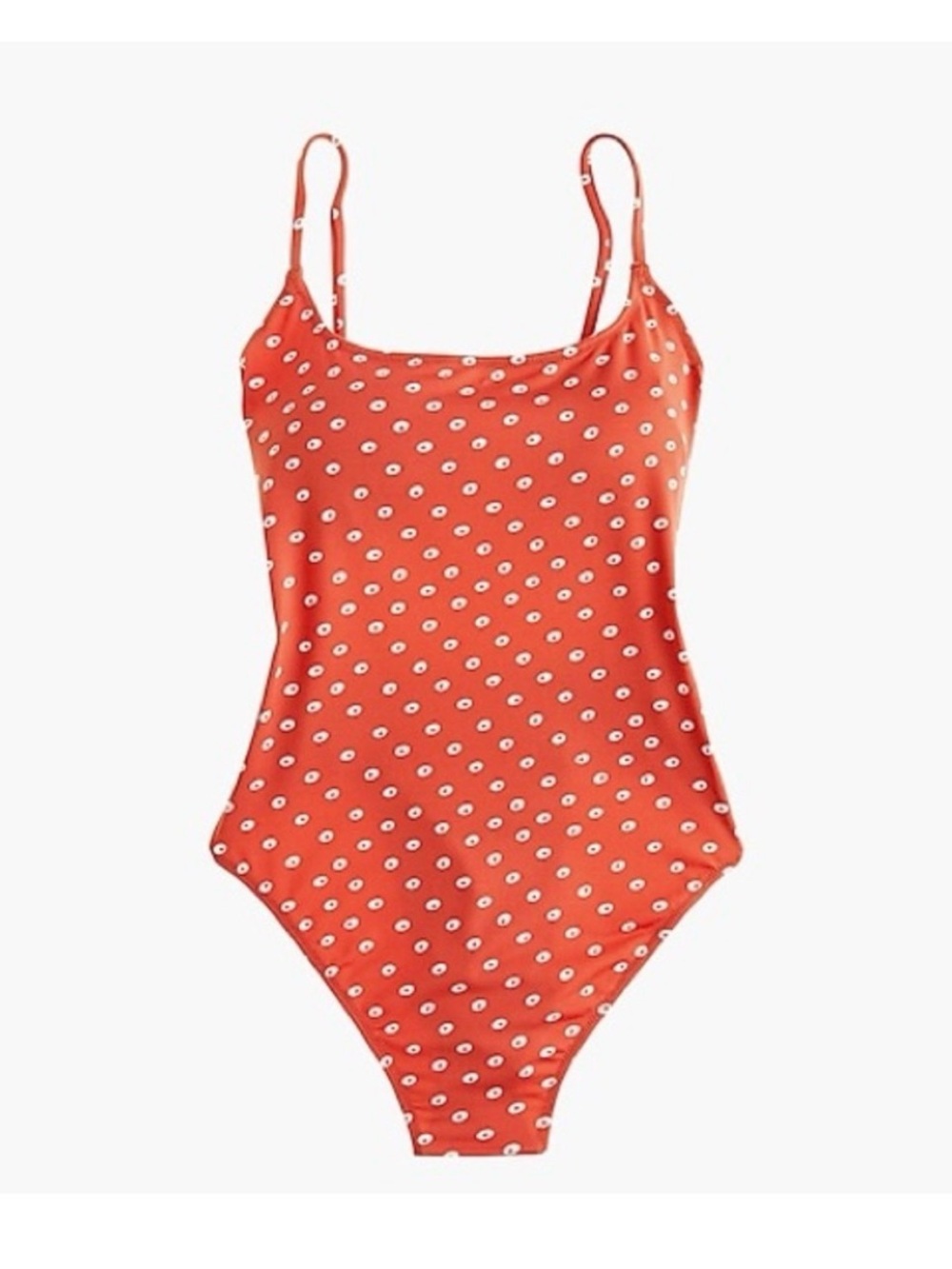 J. Crew Orange and White Dot One-Piece Swimsuit
